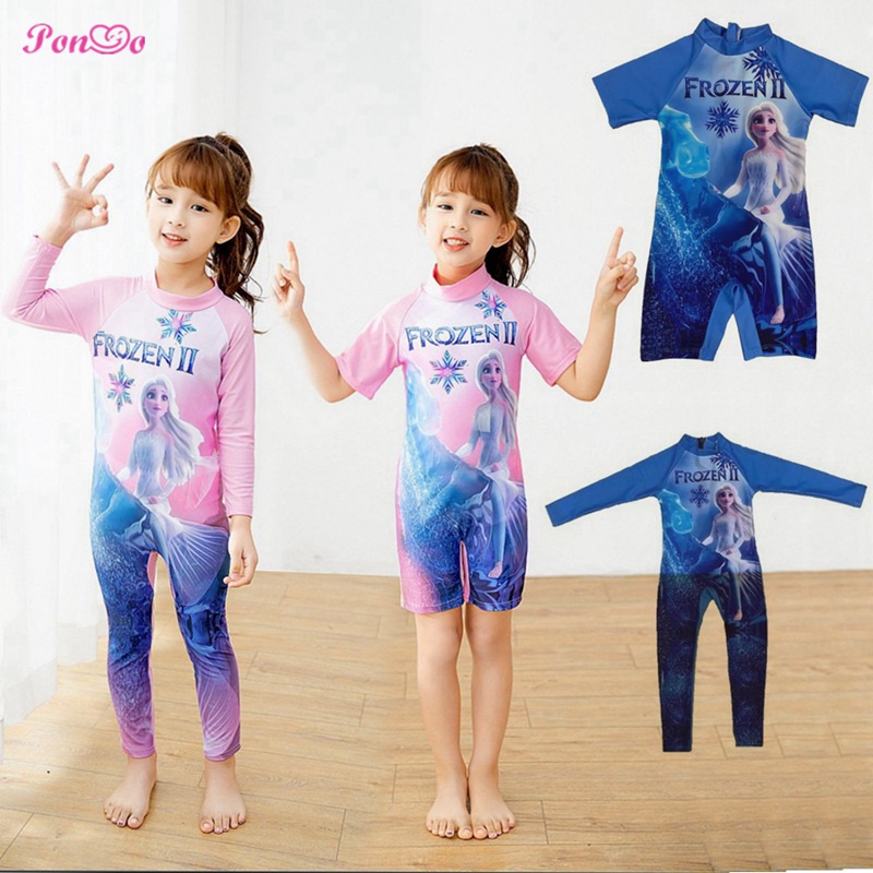 Bộ Đồ Bơi Tay Dài In Hình Công Chúa Elsa Trong Frozen 2 Cho Bé Gái 3-12 Tuổi