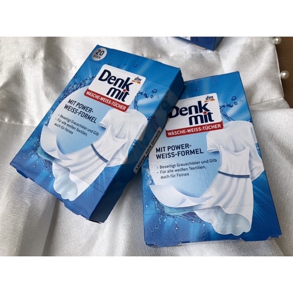 [ HÀNG ĐỨC ] Miếng giặt tẩy trắng quần áo Denkmit _ HỘP 20 TỜ