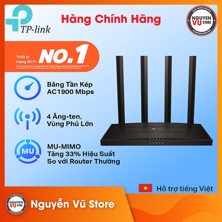 Bộ Phát Wifi TPLink Archer C80 Băng Tần Kép MUMIMO AC1900 Hàng Chính Hãng