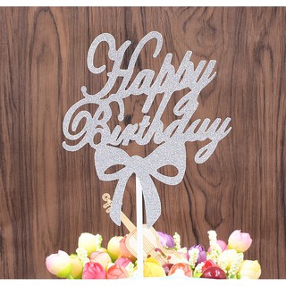 Topping Chữ Happy Birthday nơ trang trí bánh sinh nhật