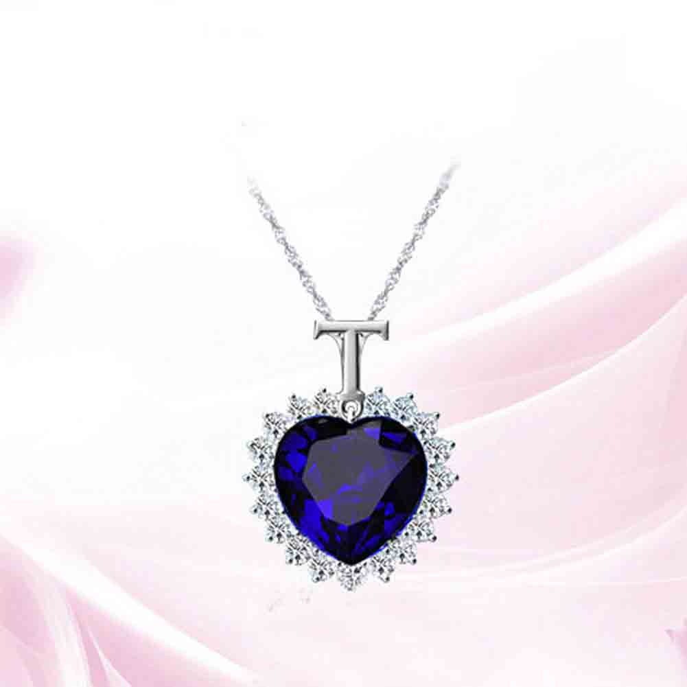 Dây chuyền mặt tim đính đá màu Sapphire