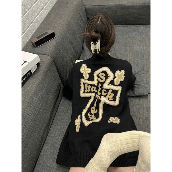 Áo Sweater Dệt Kim Dáng Rộng Màu Sắc Tương Phản Phong Cách Hàn Quốc Thời Trang Thu Đông Xinh Xắn Cho Nữ