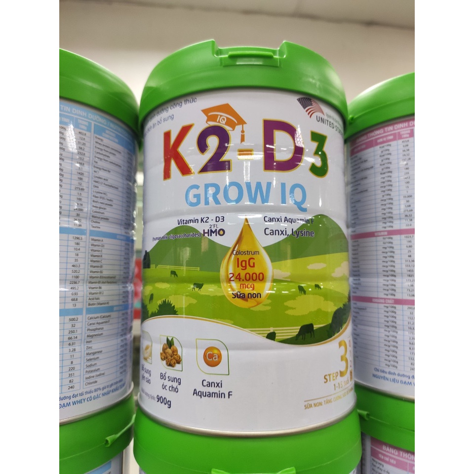 Sữa  K2 D3 Grow IQ chứa canxi nano giúp bé tăng trưởng chiều cao tối ưu - cho trẻ từ 1-15 tuổi