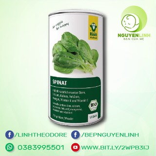 Bột cải bó xôi hữu cơ RAAB hộp 210g