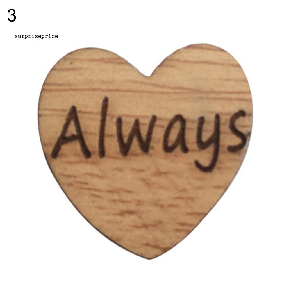 Set 50 Miếng Gỗ Hình Trái Tim In Chữ Love Trang Trí Tiệc Cưới