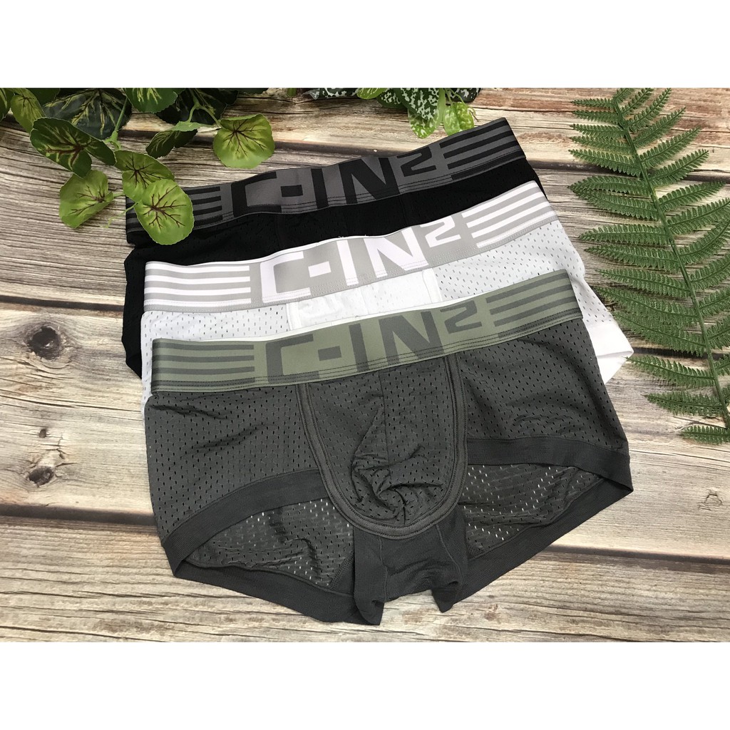 Quần lót nam, quần lót boxer lưới thông hơi in chữ cin2 cao cấp thun mát lạnh