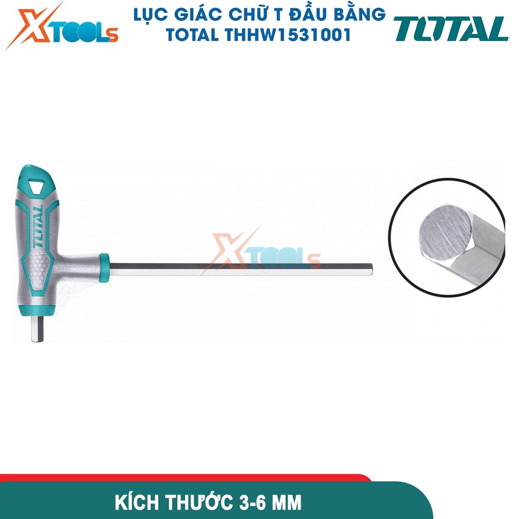 Tay vặn chữ T đầu lục giác TOTAL nhiều kích thước, tay vặn lục giác chữ T chất liệu thép Cr-V mạ Crom[CHÍNH HÃNG][XTOOLS