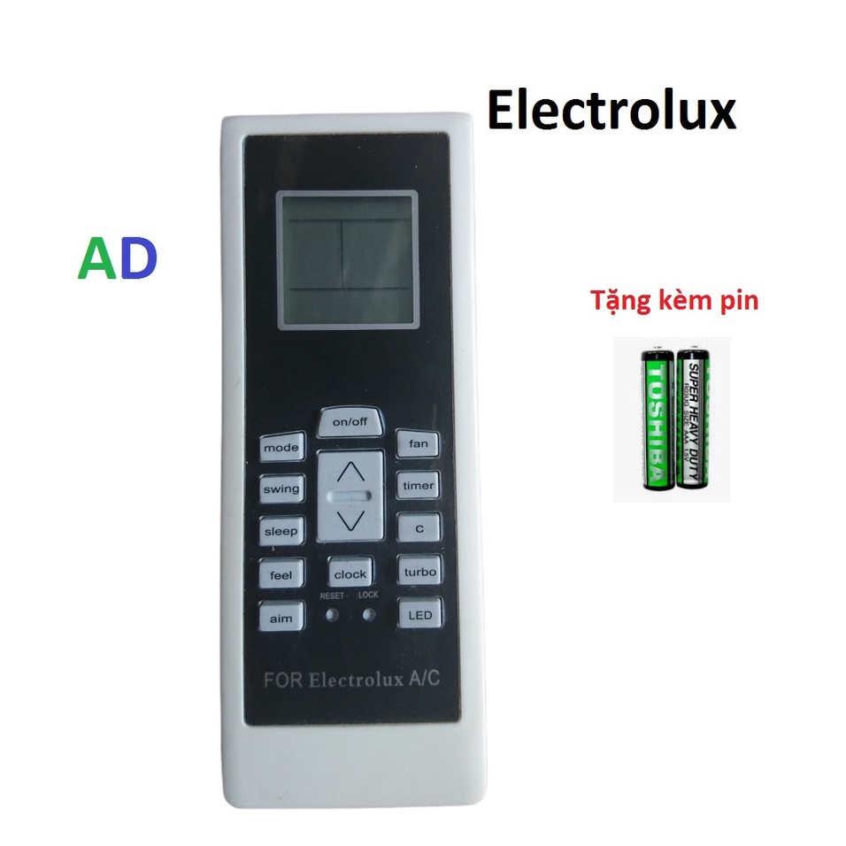Điều khiển máy lạnh Electrolux RG01 mặt đen loại tốt 1 chiều và 2 chiều - Tặng kèm pin