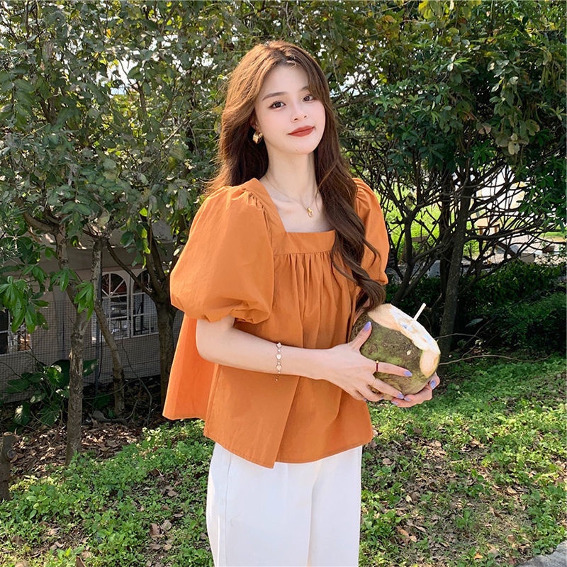 Áo Kiểu Tay Phồng Cổ Vuông Thiết Kế Mới Thời Trang Mùa Hè Dành Cho Nữ