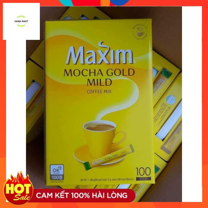 Cà phê hòa tan Maxim Hàn Quốc MOCHA GOLD MILD hộp 100 gói