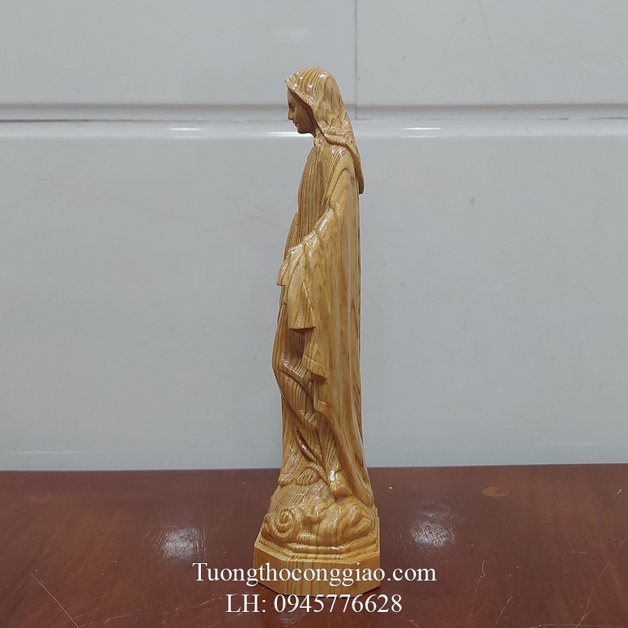 Tượng Đức Mẹ Ban Ơn Bằng Gỗ Pơ mu cao 20cm
