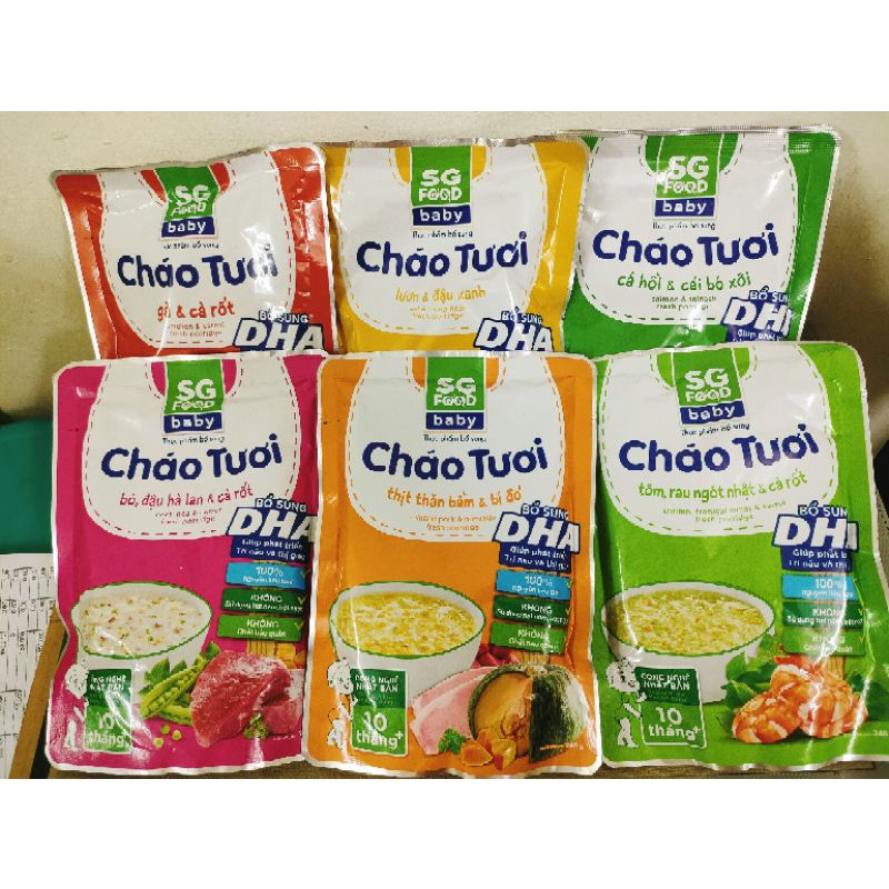 CHÁO TƯƠI BABY SG FOOD GÓI 240g CÁC VỊ DÀNH CHO BÉ TỪ 10 THÁNG +
