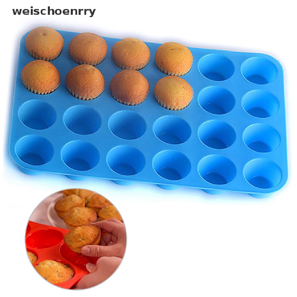 Khuôn silicone 24 ngăn làm bánh cupcake/ muffin tiện dụng
