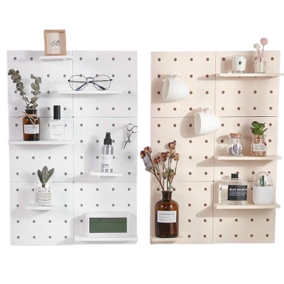 Giá kệ dán tường Pegboard đục lỗ trang trí cao cấp, kệ để trang trí Wall Hanger Rack 101174