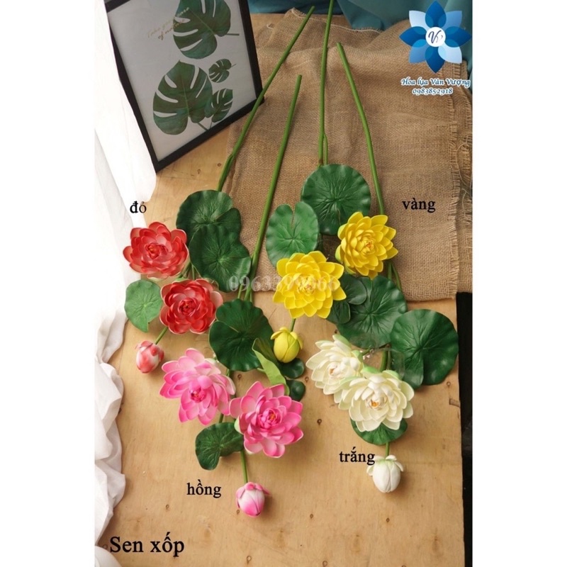 Hoa giả  hoa sen loại lớn 105 cm giống thật 99%