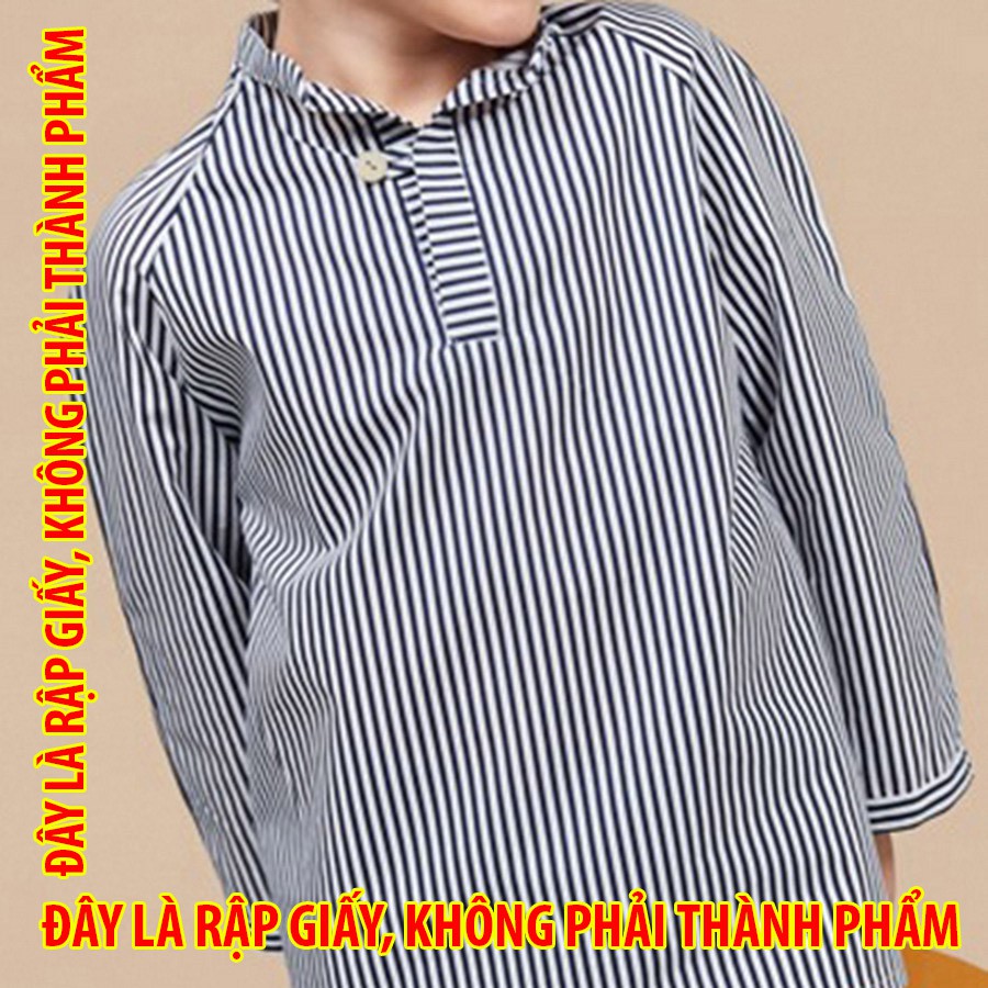 Rập giấy U0034 - Sơmi vạt ngang Cổ trụ Tay xếp ly