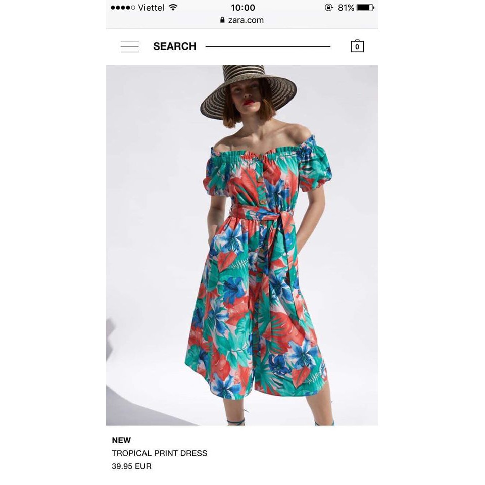 Váy Zara Newtag trễ vai hoa