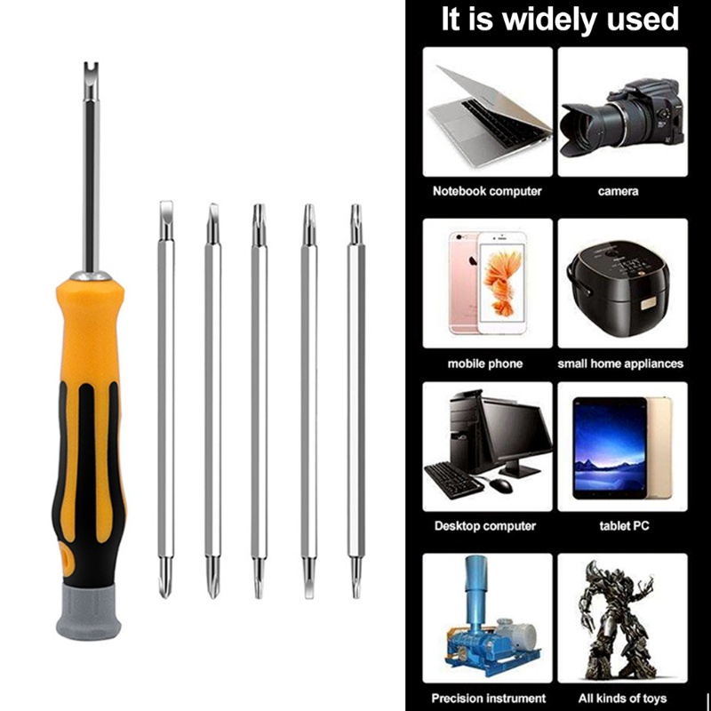 Bộ đầu tua vít sử chữa đa năng mini 7 chi tiết / vàng đen
