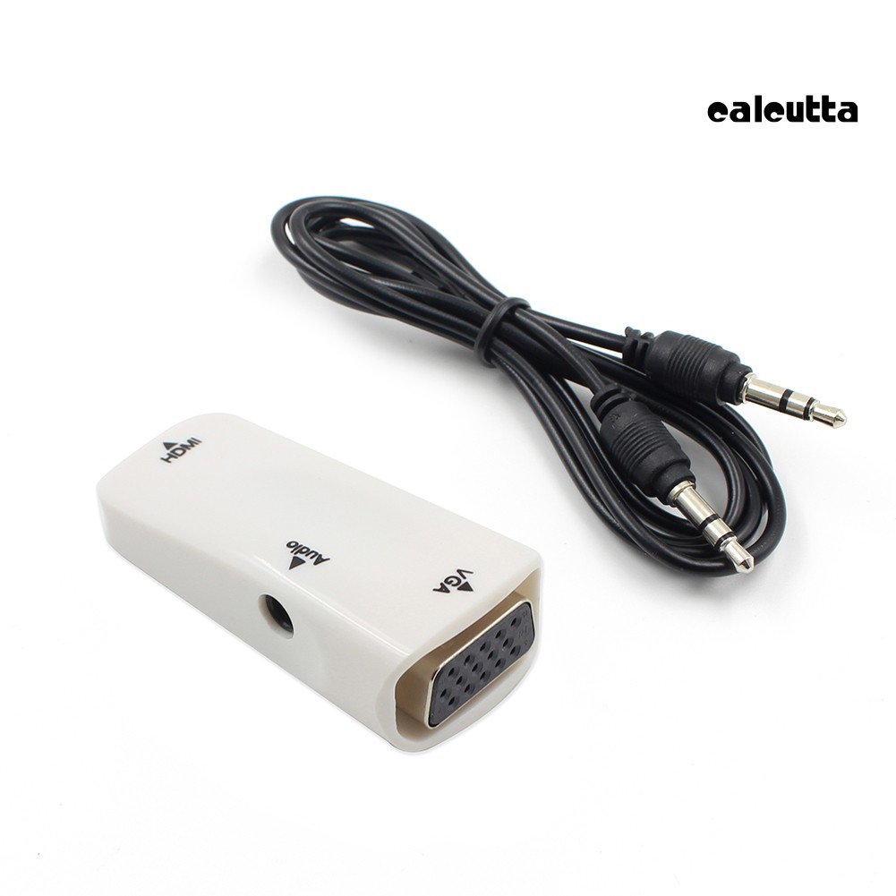 【Ready stock】HDMI Female to VGA Female Adapter with 3.5mm AUX Audio Converter for TV Stick PC
