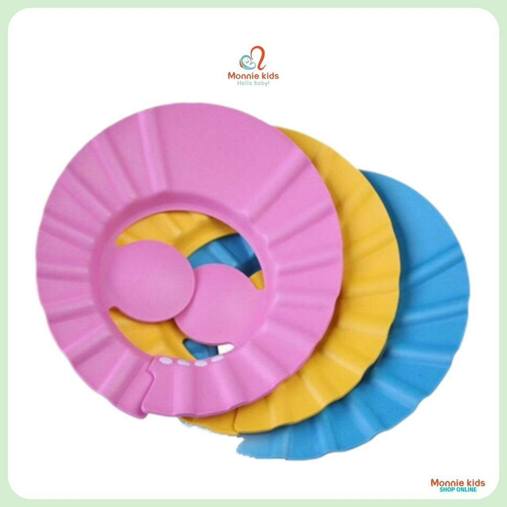 Mũ tắm chắn nước đội đầu cho bé, nón tắm kèm bịt tai chất liệu xốp cho trẻ - Monnie Kids