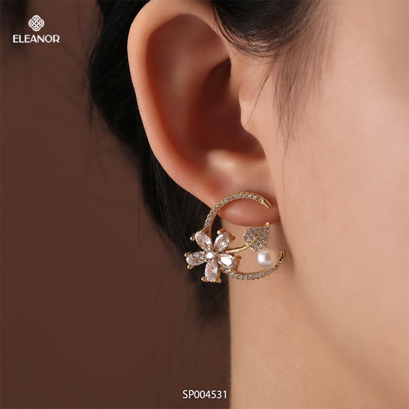 Bông tai nữ hình hoa đính đá Eleanor Accessories phụ kiện trang sức phong cách Hàn Quốc thời trang