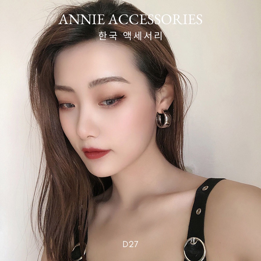 Bông tai tròn mạ vàng cá tính dành cho nữ ANNIE - D27