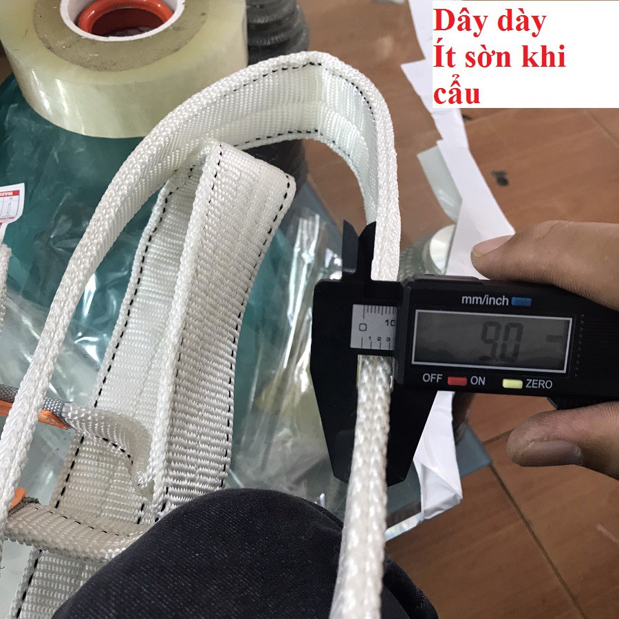 Dây Cáp Vải Cẩu Hàng Hiệu Con Voi MAMUT - Tai Cẩu 2 Lớp Lót -Hệ Số An Toàn 6:1 và 5:1 - Bản 5cm tải trọng 2 tấn - dài 9m