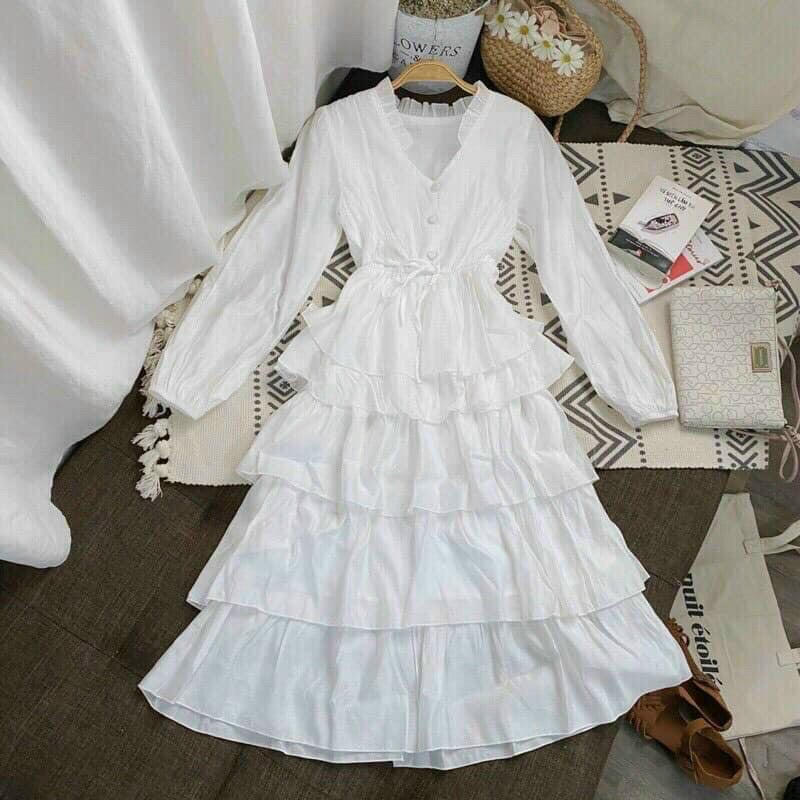 ĐẦM MAXI TRẮNG TẦNG