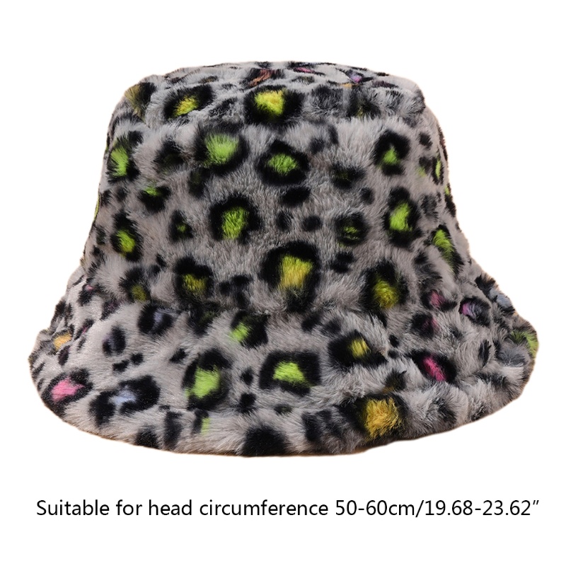 Nón Bucket Giữ Ấm in Họa Tiết Da Báo Màu Tương Phản