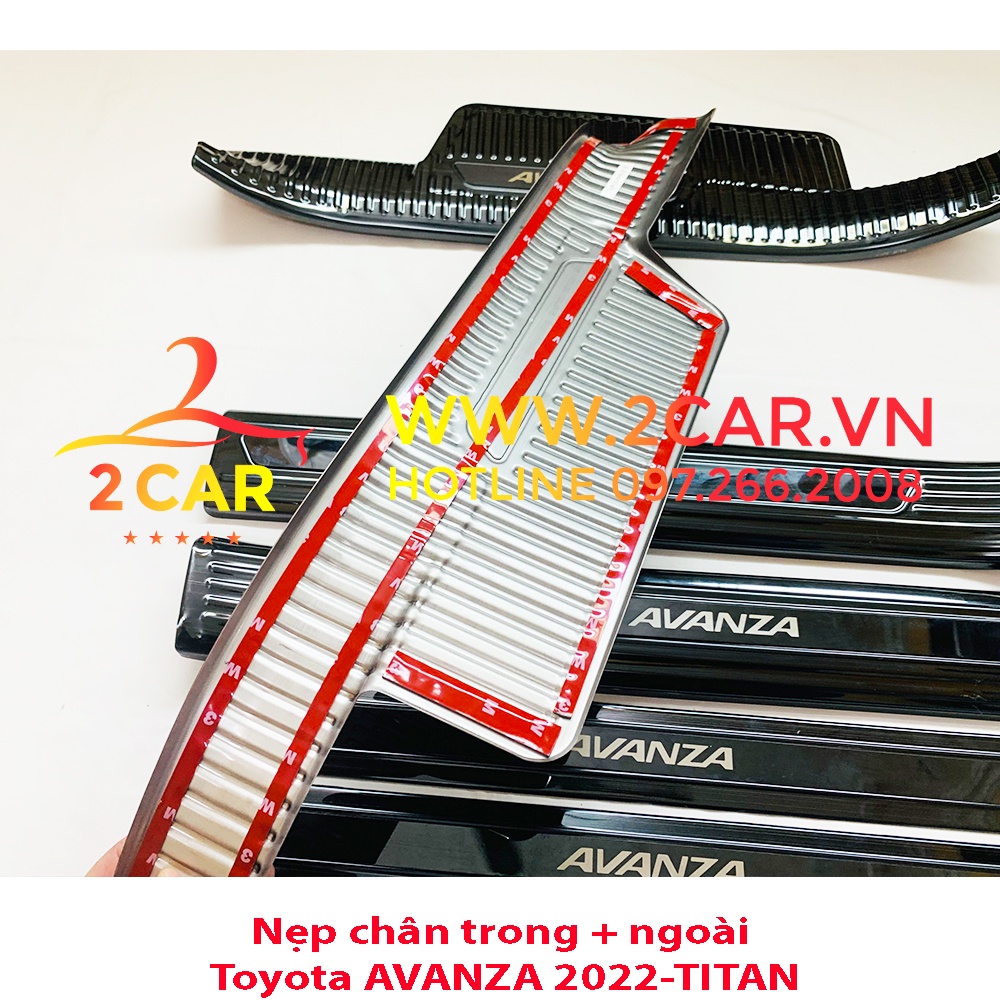 Ốp bậc cửa, nẹp bước chân trong ngoài TOYOTA  AVANZA 2022 2023 chất liệu Titan cao cấp