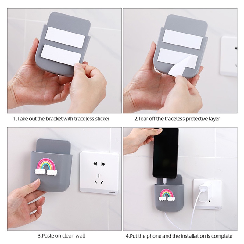 Giá đỡ điện thoại/ remote gắn tường đa năng phong cách hoạt hình