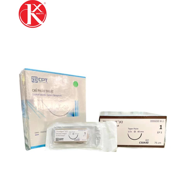 CHỈ PHẪU THUẬT TỰ TIÊU TAN CHẬM CPT TRUSTIGUT®  CHROMIC CATGUT số 1 - C50A40