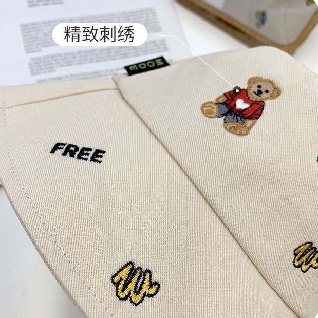 Mũ nồi ngư dân màu đen che nắng hoạt hình gấu dễ phối đồ thời trang mùa hè Hàn Quốc cho nữ