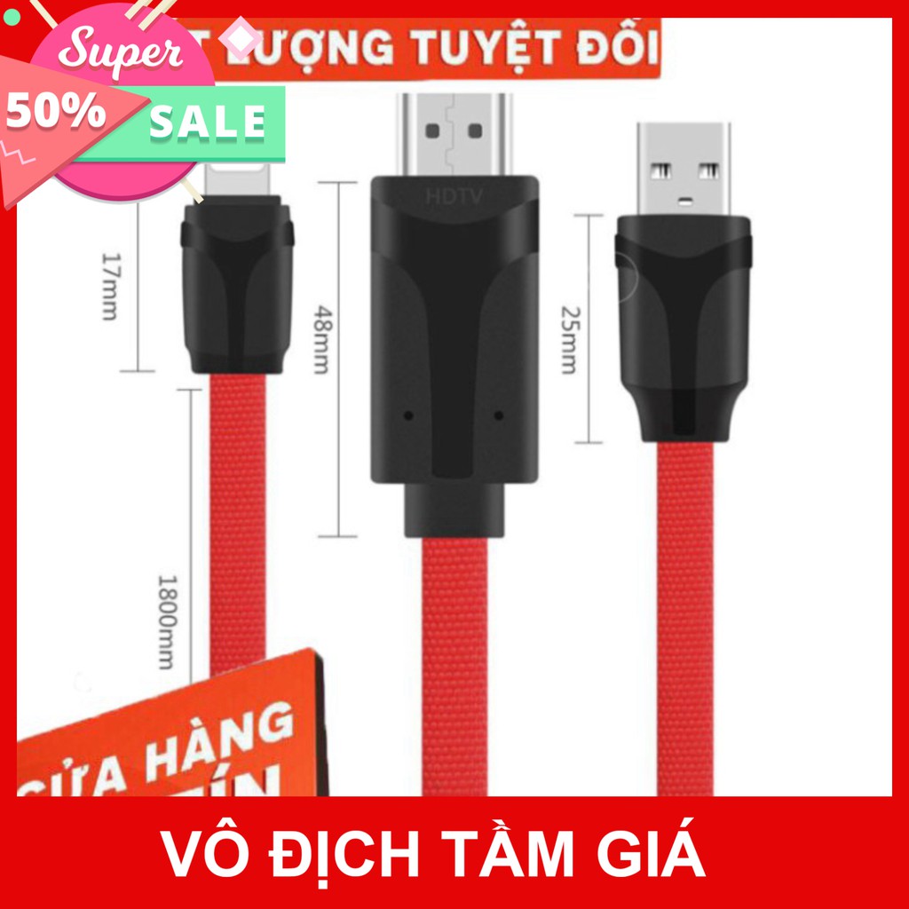 [Giá Sốc] Cáp HDMI cho iPhone 6 / 7 / 8 / X, iPad kết nối Tivi, Máy chiếu cao cấp