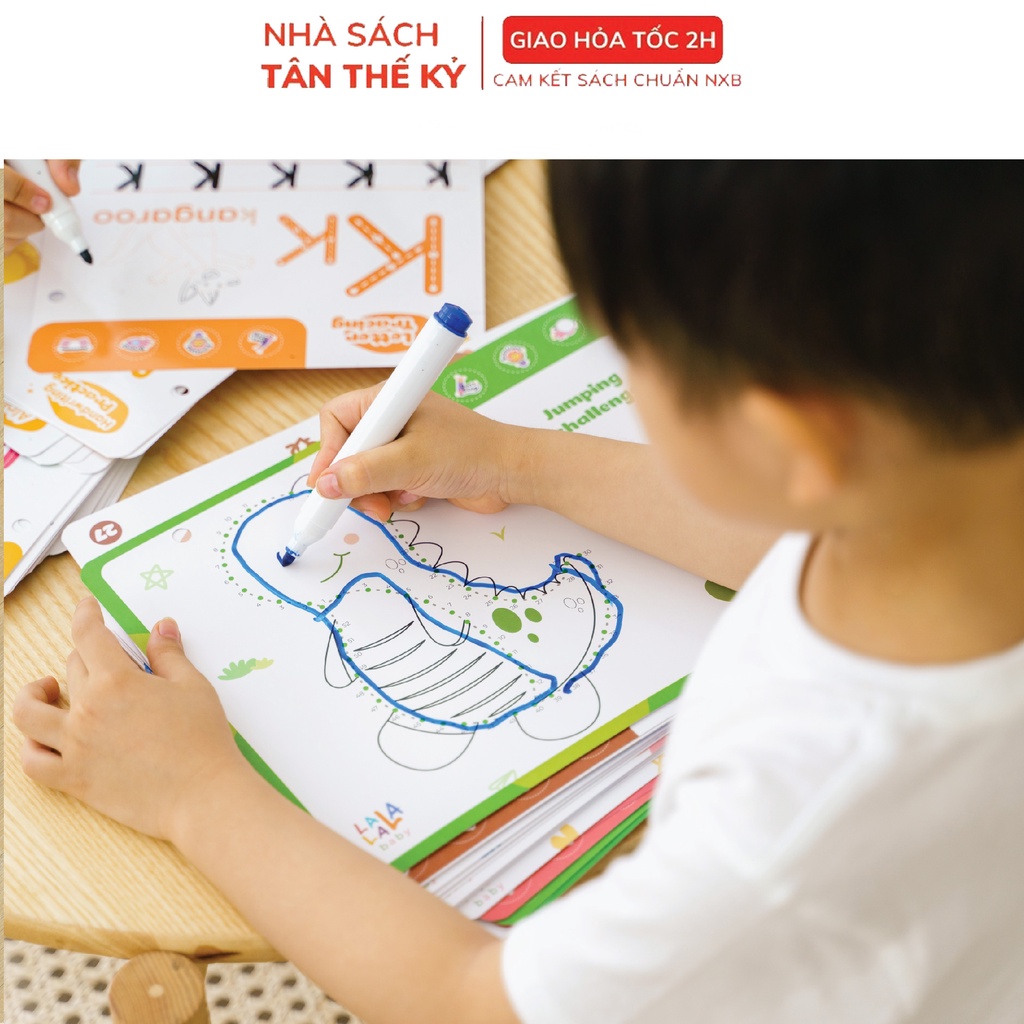 Sách tập viết cho bé tập tô vẽ thông minh xóa được Lalala baby Kèm bút và mút xóa