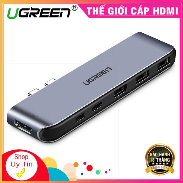 Hub đa năng 6 trong 1 UGREEN CM206 50963 mở rộng thêm cổng HDMI, 2 USB-C 3.1, 3 USB 3.0