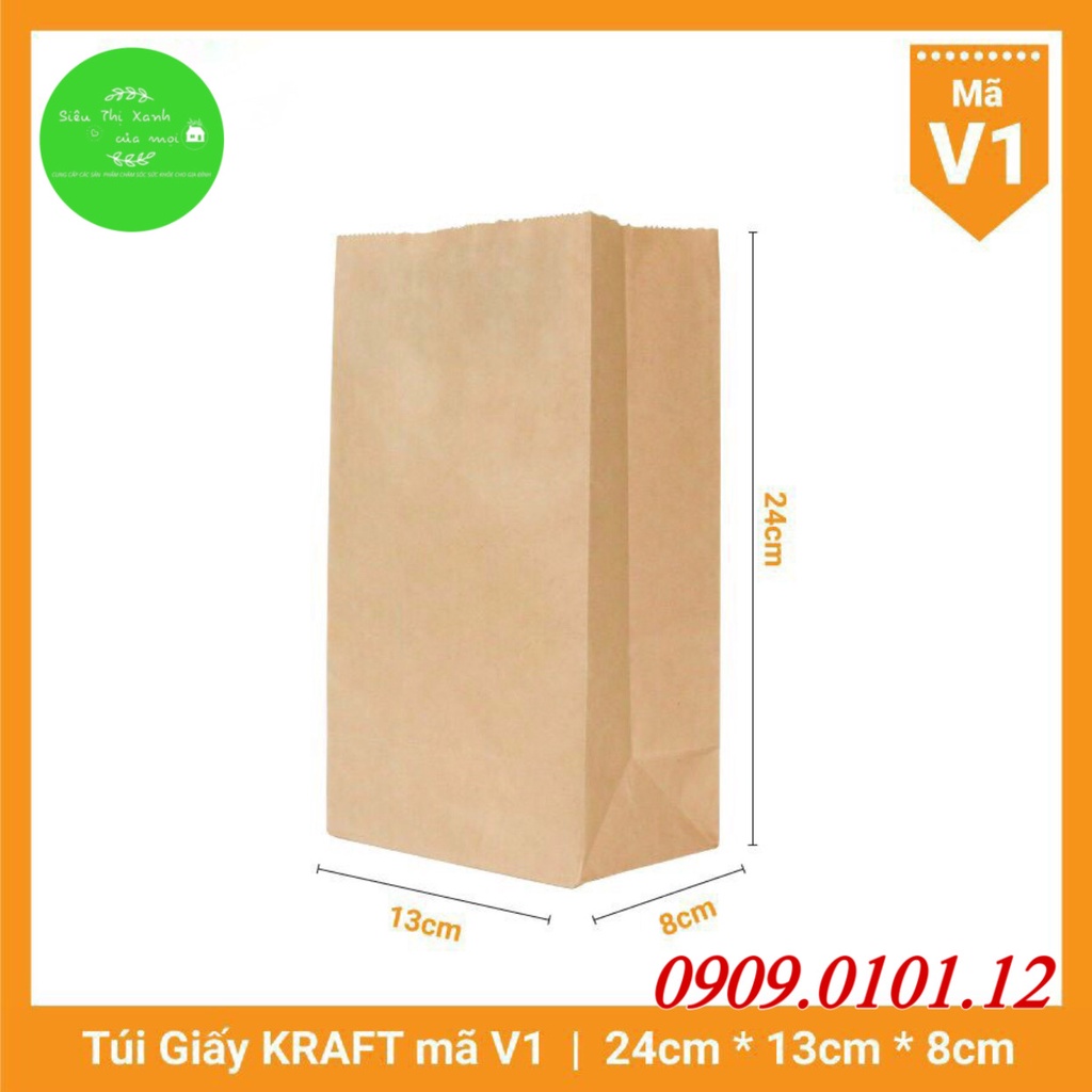 Túi kraft không quai cao cấp nhật bản (100 cái), túi giấy xi măng đựng thực phẩm bảo vệ môi trường