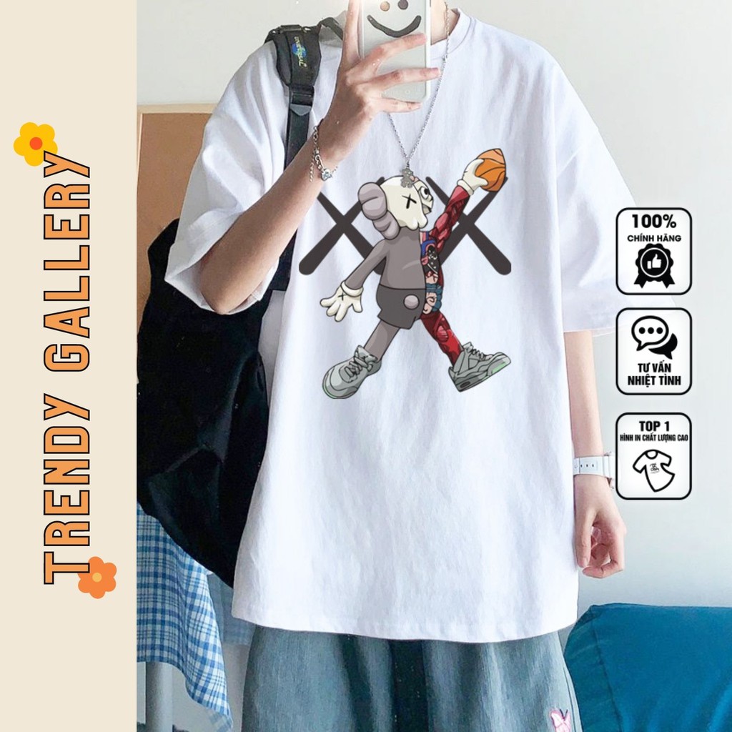 Áo Phông Nam Form Rộng In Hình Kaws Bóng Rổ Trendy Gallery, Áo Thun Tay Lỡ Unisex Basic Tee Tv5035