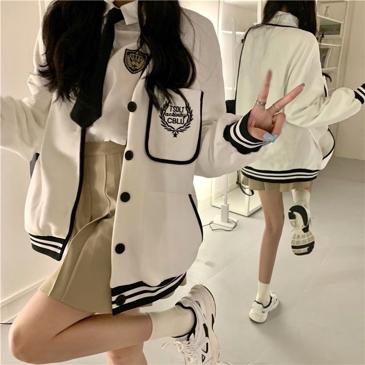 Áo Khoác Cardigan TSD JOLIE Unisex [FREESHIP]  Sweater nỉ mỏng kẻ viền tay bồng màu TRẮNG | ĐEN cá tính ulzzang