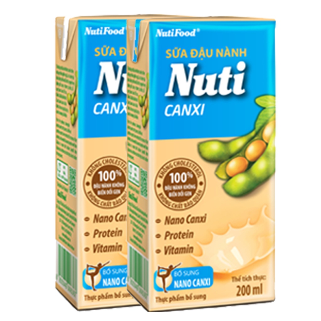 2 Hộp Sữa Đậu Nành Nuti Canxi Hộp 200ml-TUHStore