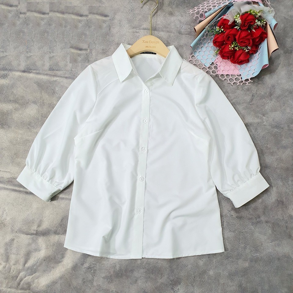 Áo Sơ Mi Nữ Trắng [Hàng Cao Cấp] áo sơ mi trắng tay bồng sơ mi kiểu dáng suông, chất vải đẹp MoonMy | BigBuy360 - bigbuy360.vn