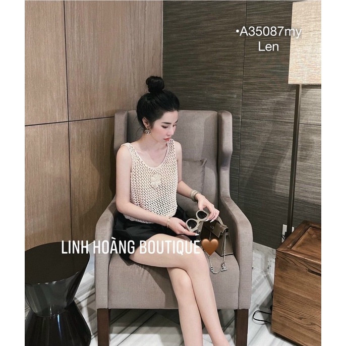 Áo 2 dây len đính hoa