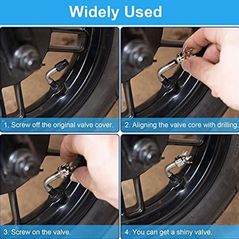 Bộ 4 Nắp Van Bánh Xe Chống Rò Rỉ Kích Thước Nhỏ Gọn Trang Trí Xe Máy Xe Đạp