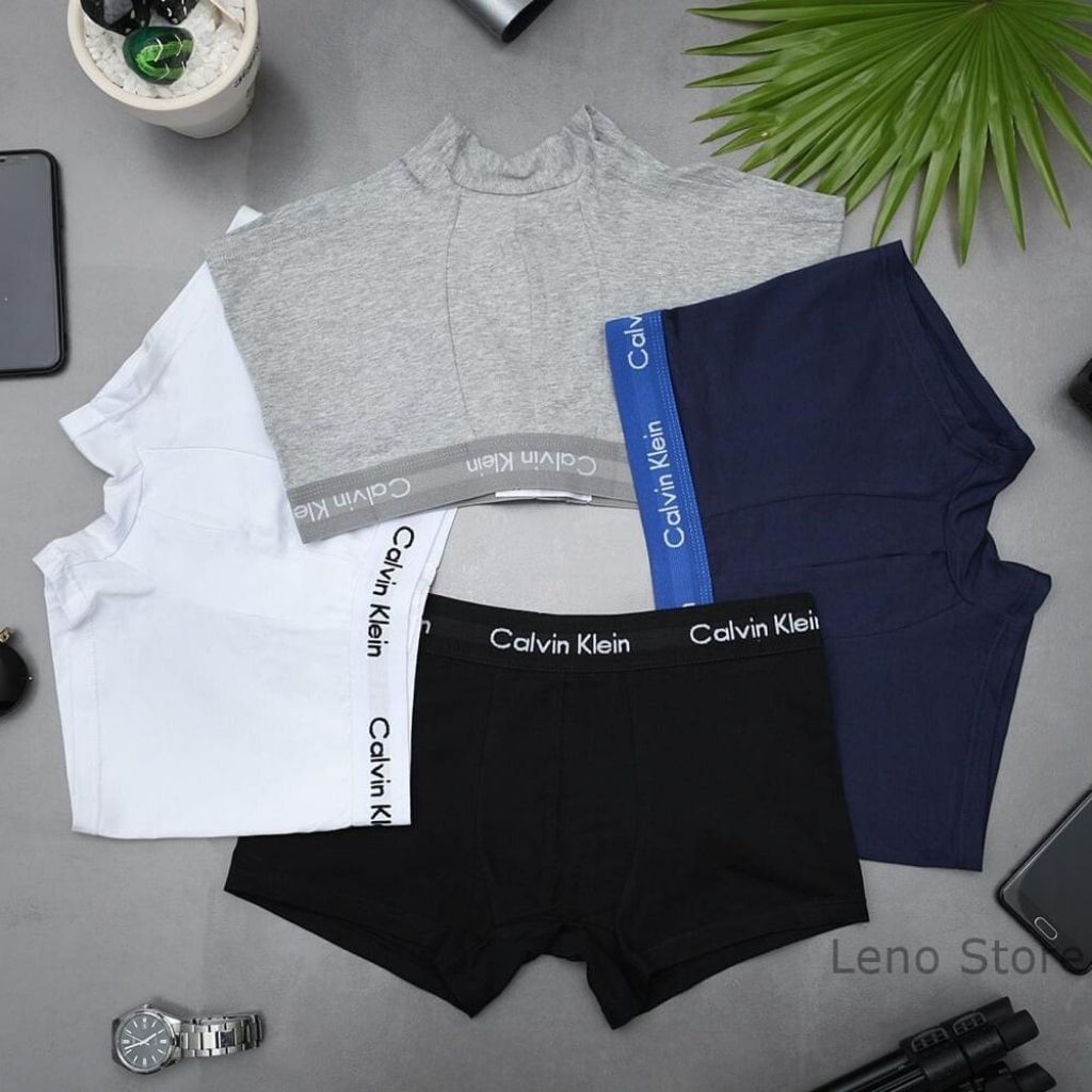 [ GIÁ HỦY DIỆT ] Quần lót quần sịp nam quần boxer cotton co giãn 4 màu : Đen - Trắng - Ghi - Đỏ - cạp chữ dệt