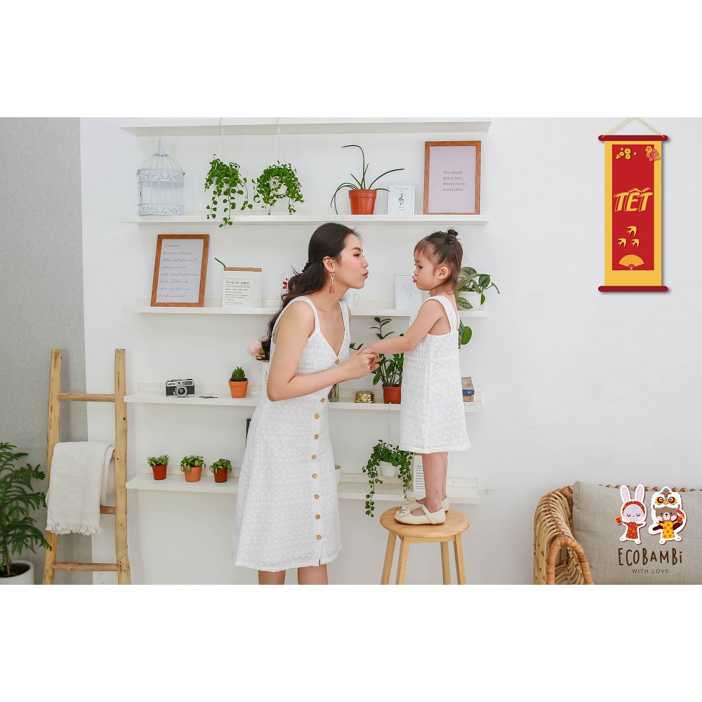 Đầm nữ hai dây cotton thêu EcobambiWithLove
