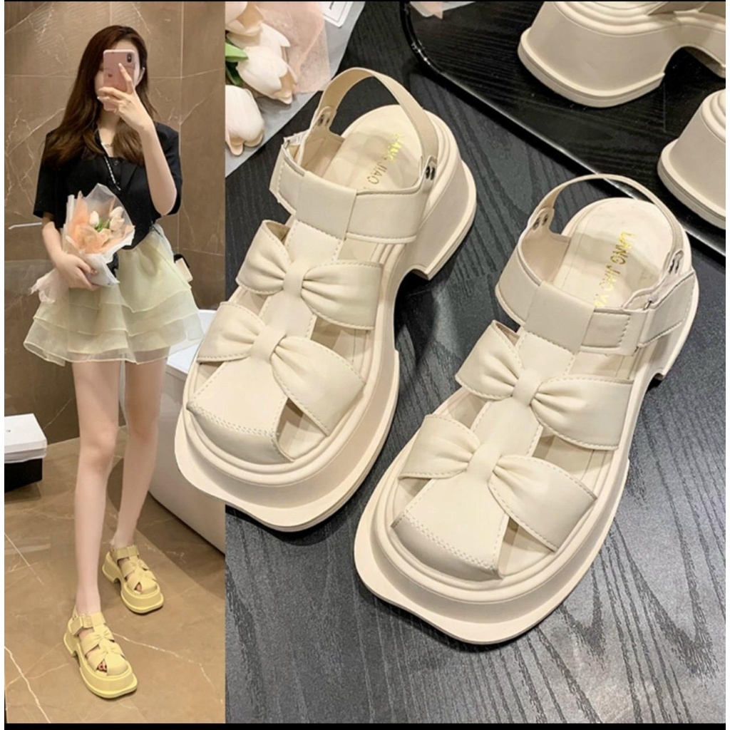 Quai hậu 2 nơ đế cao 6cm đủ size 35-40 lấy đúng size