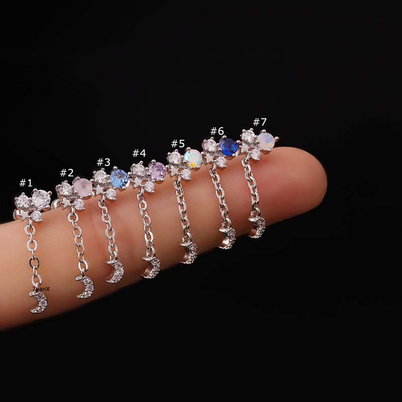 1 Bông Tai Hình Mặt Trăng Bằng Thép Không Gỉ Mạ Vàng 20 Kích Cỡ Cá Tính