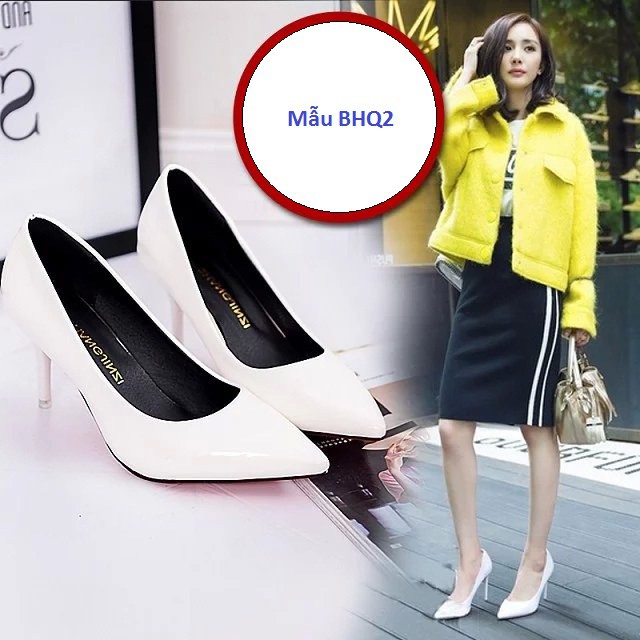Giày cao gót nữ da bóng cao 6cm
