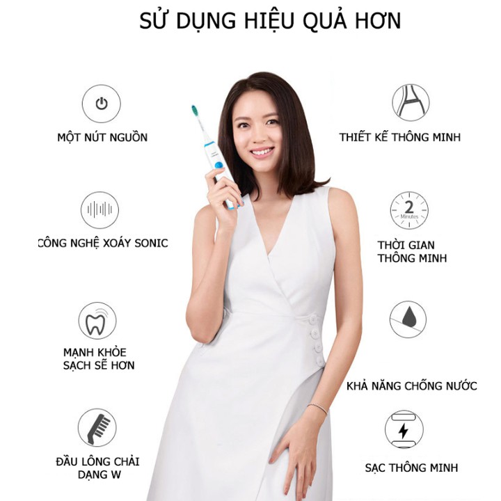 Bàn chải đánh răng điện thương hiệu Philips Sonicare HX3216 - HÀNG NHẬP KHẨU (Bảo hành 12 tháng)