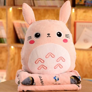 Bộ chăn gối 3 trong 1 totoro cao cấp chăn lông tuyết chăn in hình như ảnh (Hồng)